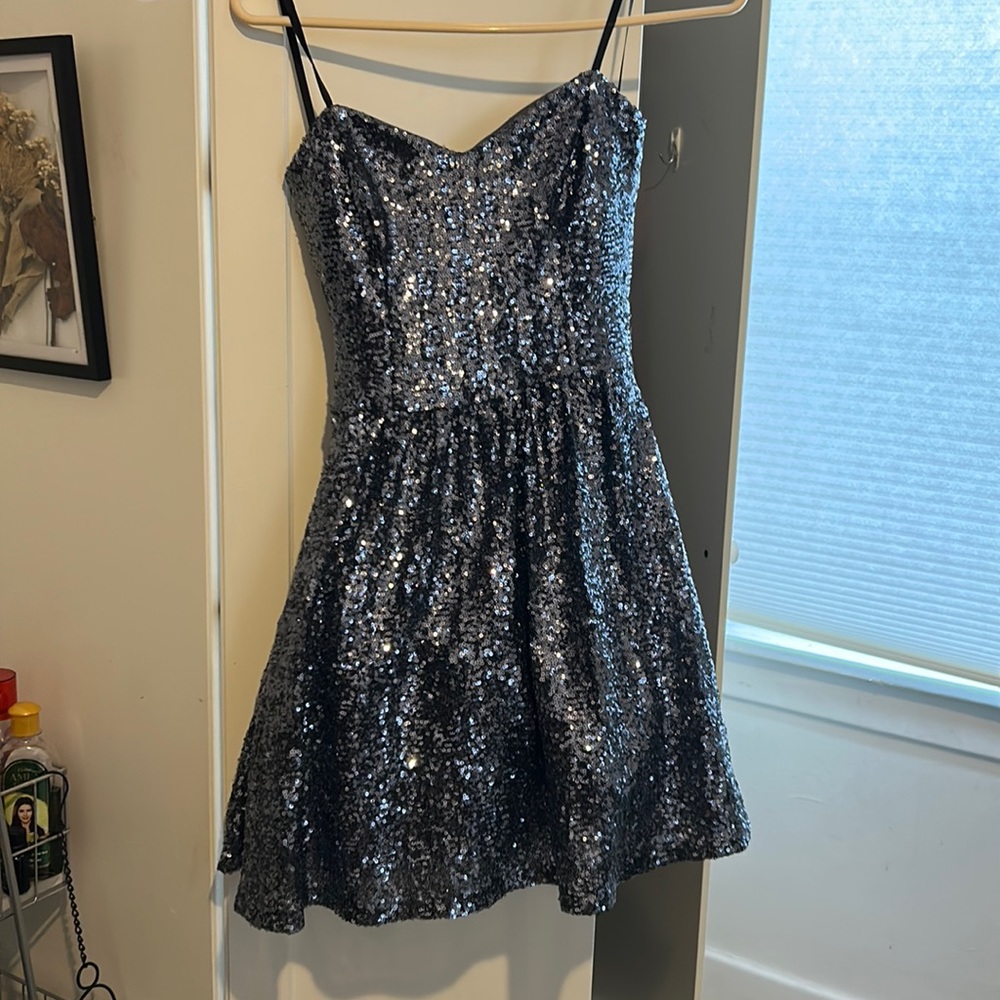 sparkly bandeau mini party dress